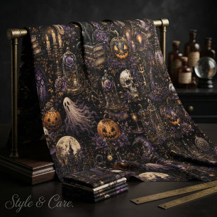 Tela Patrón continuo espeluznante de Halloween gótico v