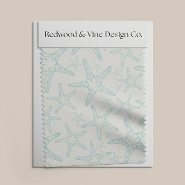 Tela Patrón costero turquesa Starfish