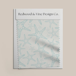 Tela Patrón costero turquesa Starfish