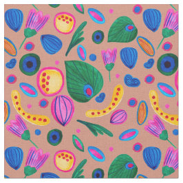 Tela Patrón cozy boho terracota