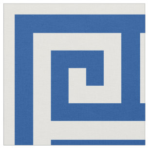 Tela Patrón cuadrado de clave griega alternativo azul p