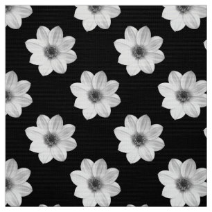 Tela Patrón Dahlia - Blanco y negro