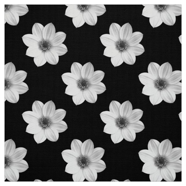 Tela Patrón Dahlia - Blanco y negro (Retal)
