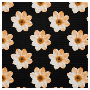 Tela Patrón Dahlia - Naranja de Lt sobre negro