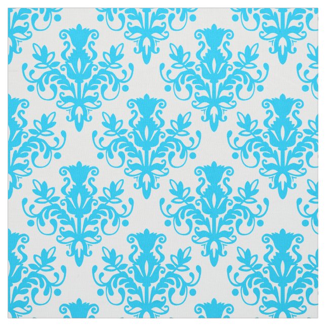 Tela Patrón Damask 02 - Azul cielo en blanco (Retal)