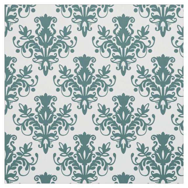 Tela Patrón Damask 02 - Moss Green en blanco (Retal)