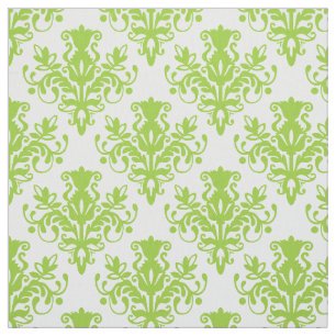 Tela Patrón Damask 02 - Verde marciano sobre blanco