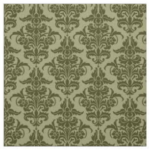 Tela Patrón Damask - Olivo oscuro en Khaki