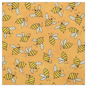 Tela Patrón de abeja de miel amarilla