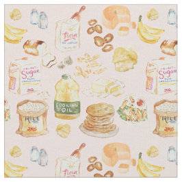 Tela patrón de acuarela de desayuno vintage - harina, p