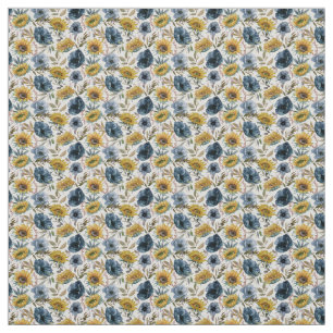 Tela patrón de acuarela de flor azul de girasol