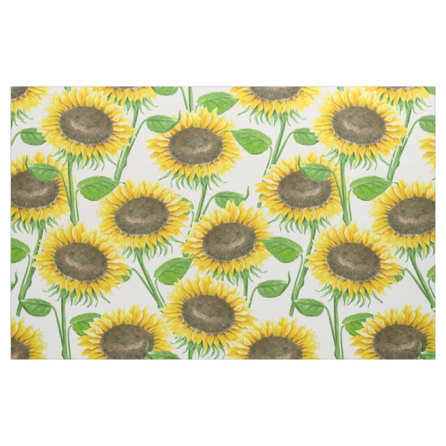 Tela Patrón de acuarela de girasoles ("Cuarto gordo" (fat quarter))