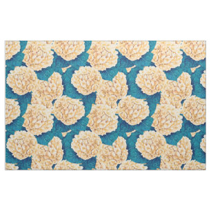 Tela Patrón de acuarela de hidrangea, amarillo y azul