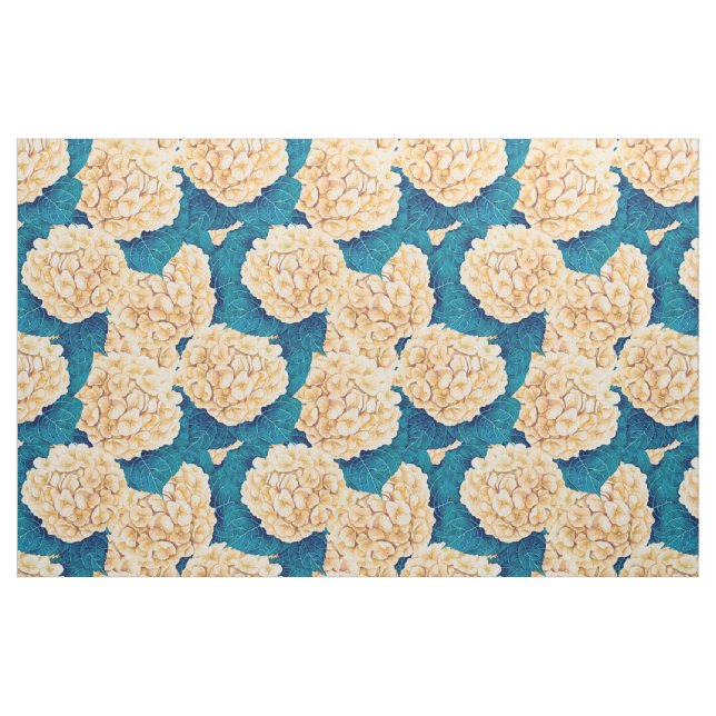 Tela Patrón de acuarela de hidrangea, amarillo y azul ("Cuarto gordo" (fat quarter))