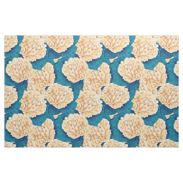 Tela Patrón de acuarela de hidrangea, amarillo y azul (Yarda)
