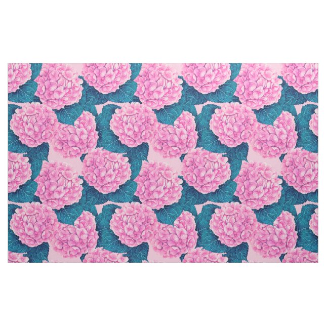 Tela Patrón de acuarela de hidrangea, rosa y azul ("Cuarto gordo" (fat quarter))
