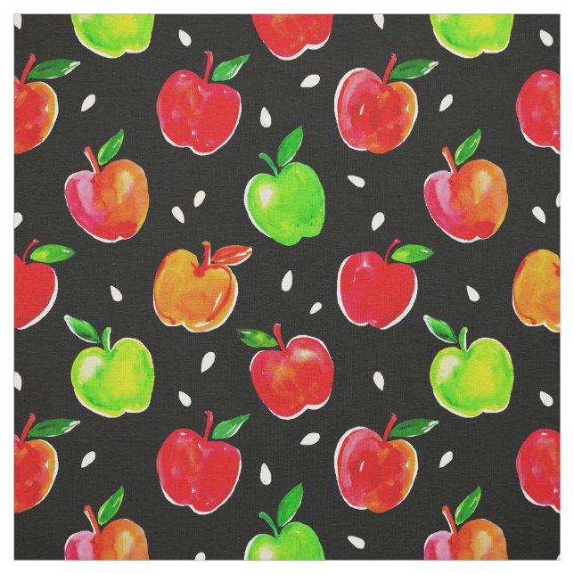 Tela Patrón de acuarela de manzanas (Retal)