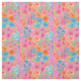 Tela Patrón de acuarela floral en rosa