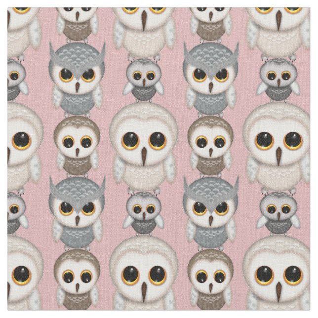 Tela Patrón de adorables búhos ilustrados (De cerca)