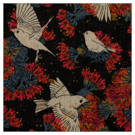 Tela Patrón de Akepa y Lehua Hawaiian en Linen