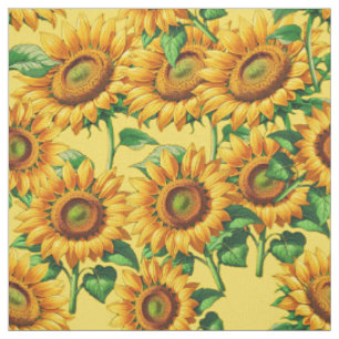 Tela Patrón de algodón floral de girasol amarillo Texti