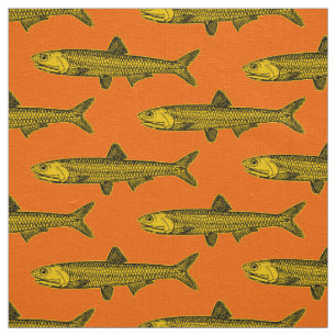 Tela Patrón de anchoa - Ámbar, negro y Naranja