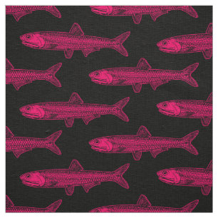 Tela Patrón de anchoa - Neon Red y Negro