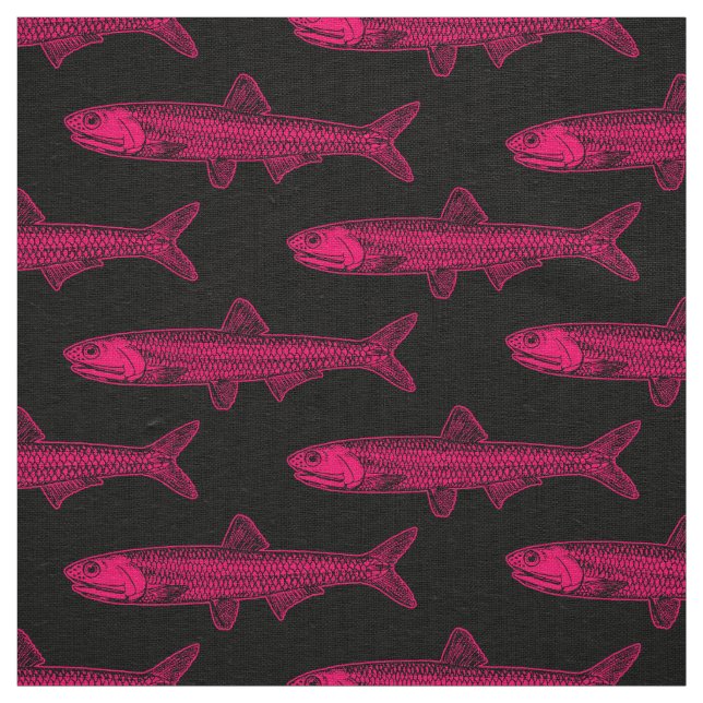 Tela Patrón de anchoa - Neon Red y Negro (Retal)