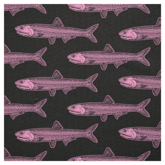 Tela Patrón de anchoa - rosa y negro (Retal)