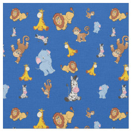 Tela patrón de animal azul de safari de Cute - Giraffe,