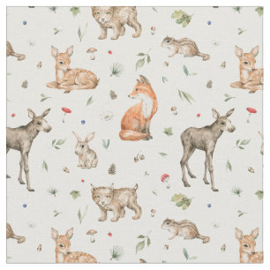 Tela Patrón de animales de bosque