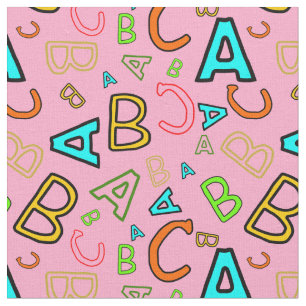 Tela Patrón de aprendizaje divertido ABC en rosa