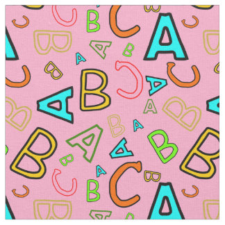 Tela Patrón de aprendizaje divertido ABC en rosa