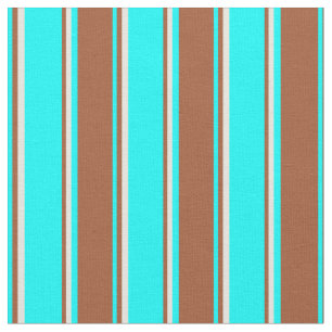 Tela Patrón de Aqua, Siena y Lineado Beige