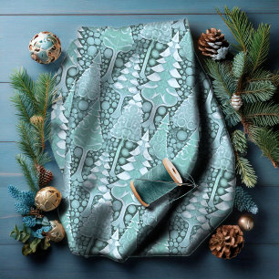 Tela Patrón de árboles de navidad costeros estilizados 