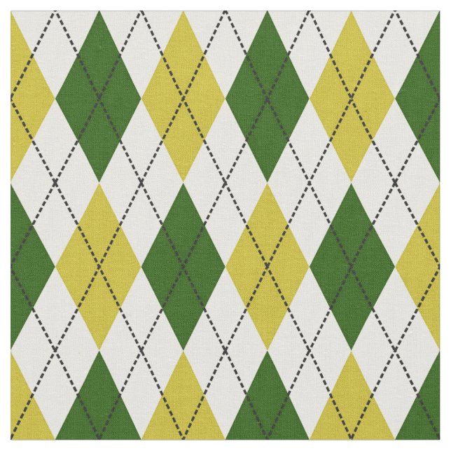 Tela Patrón de Argyle verde y amarillo (De cerca)