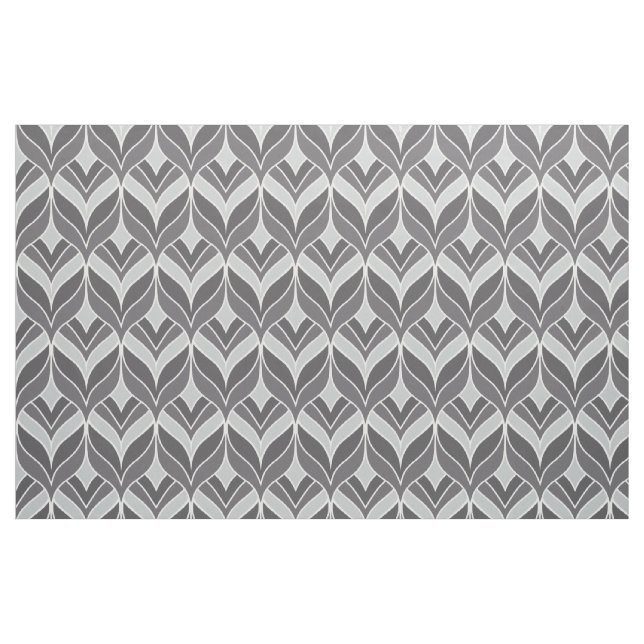 Tela Patrón de Art Decó blanco y gris ("Cuarto gordo" (fat quarter))