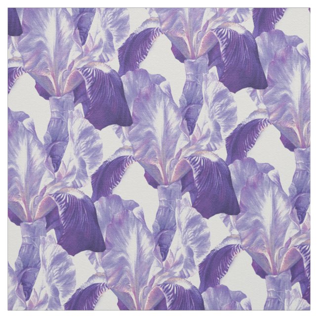 Tela Patrón de arte botánico de Iris morado (Retal)