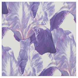Tela Patrón de arte botánico de Iris morado