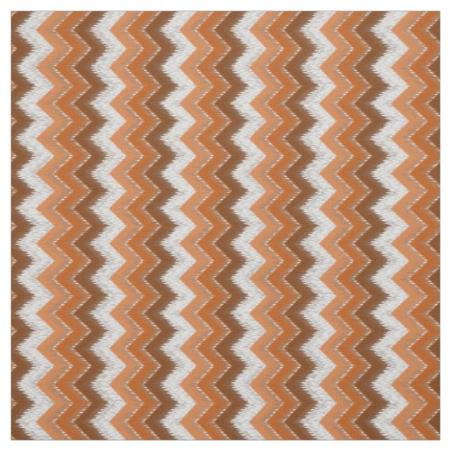 Tela Patrón de arte de Ikat Zigzag blanco Naranja quema (Retal)