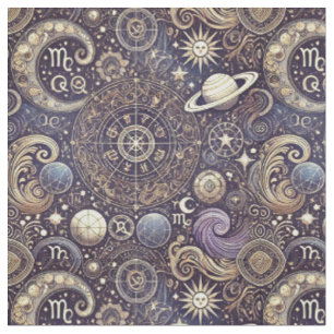 Tela Patrón de astrología Detallado Zodiaco y Celestial
