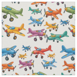 Tela Patrón de Aviones Antiguos Coloridos – Aviación Re