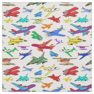 Tela Patrón de aviones coloridos