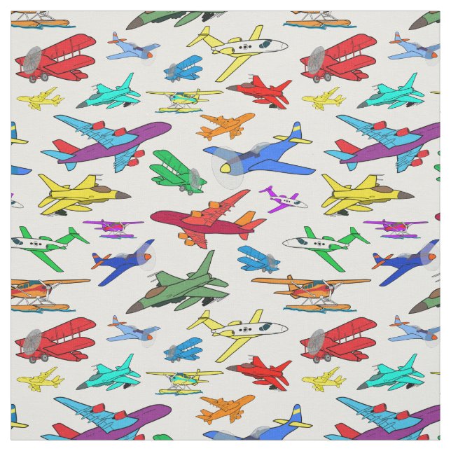 Tela Patrón de aviones coloridos (Retal)