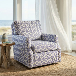 Tela Patrón de Azure geométrico azul y blanco