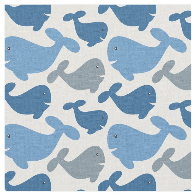Tela Patrón de ballena gris azul de la marina (De cerca)