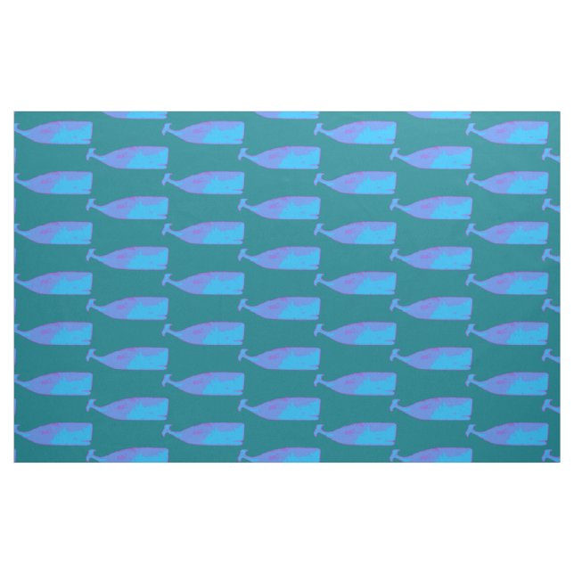 Tela patrón de ballenas azules ("Cuarto gordo" (fat quarter))