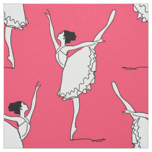 Tela Patrón de ballet Blanco rosado   Baile