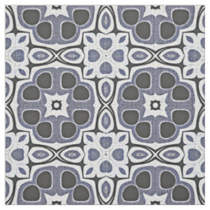 Tela Patrón de Batik de Bali Floral Violeta Gris Azul