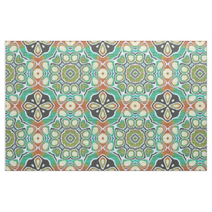 Tela Patrón de Batik de Bali Verde Turquesa Lima Naranj